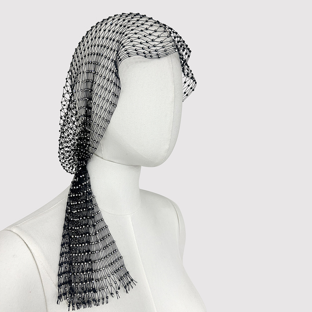 Womens Crystal Hair Net Headpiece WIh Sparkly Rhinestone Hair Accessory